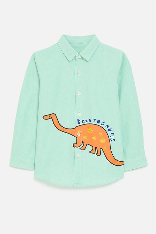Dino placement print shirt - light aqua