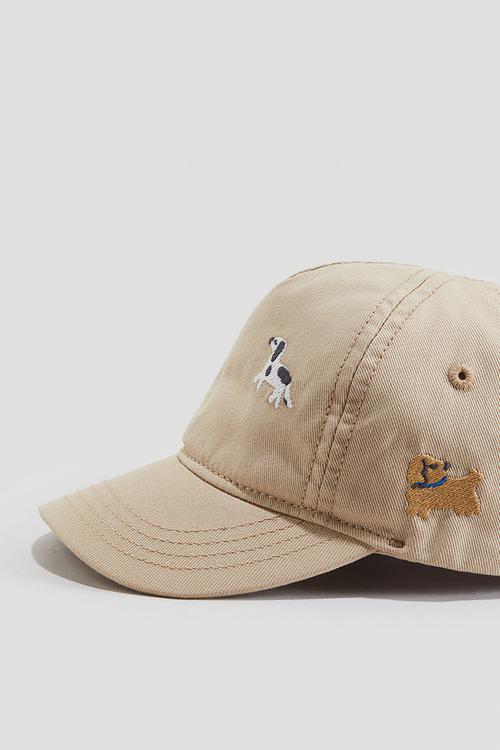 Cotton cap - beige dogs