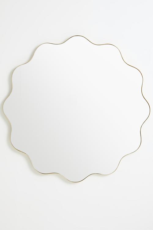 Iron Wavy Round Mirror - Gold