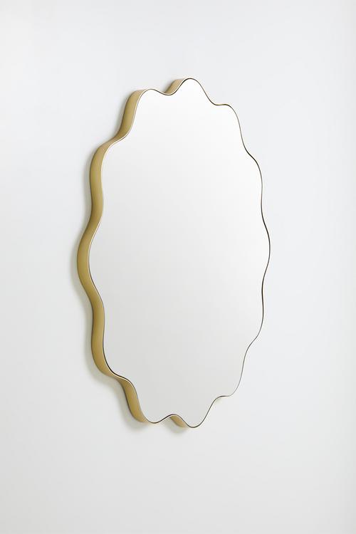 Iron Wavy Round Mirror - Gold
