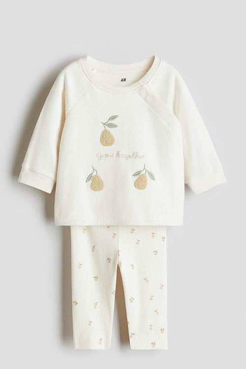 2-Piece cotton set - cream grow together