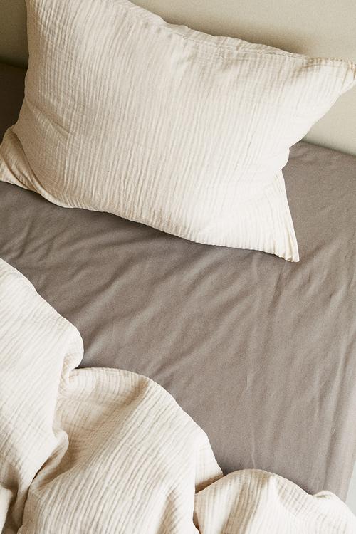 Fitted cotton sheet - greige 