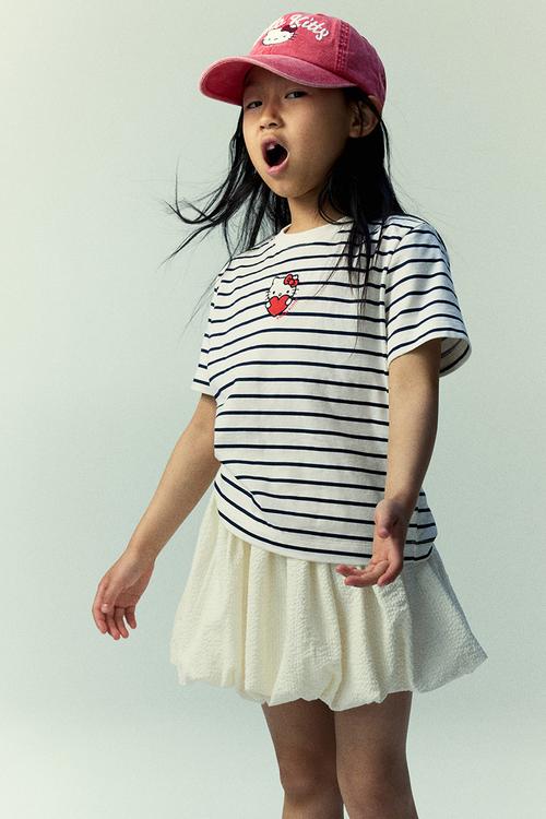 Print-motif cotton t-shirt - white hello kitty 