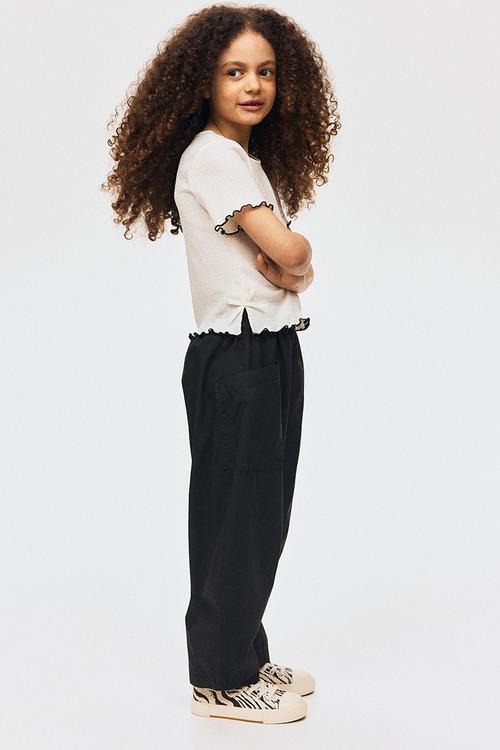 Barrel-leg cotton trousers - dark grey
