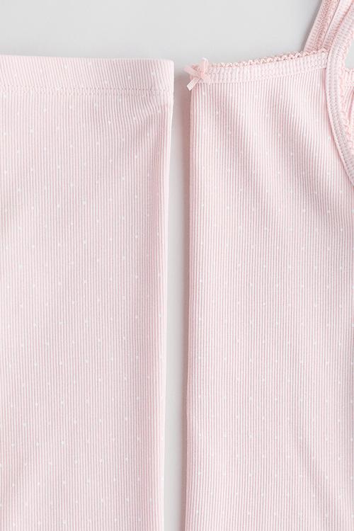 Ribbed cotton pyjamas - light pink spotted
