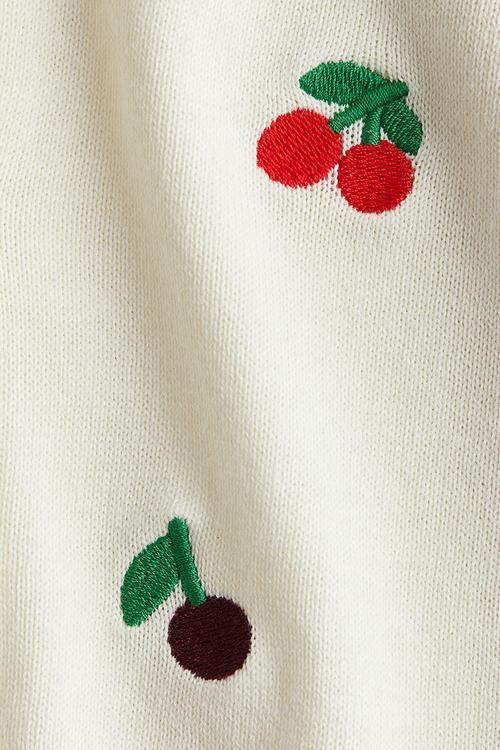 Embroidery-detail cotton cardigan - white cherries