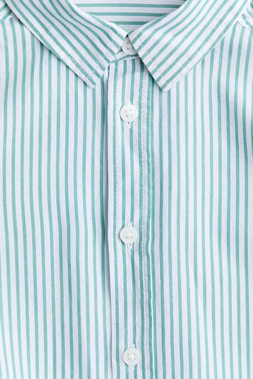 Cotton shirt - green & white striped