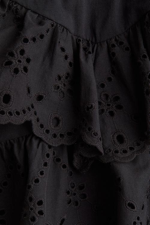 Broderie anglaise cotton skirt - black