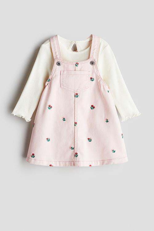 2-Piece cotton set - light pink floral