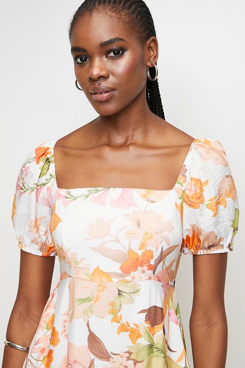 Orange floral dress - orange multi