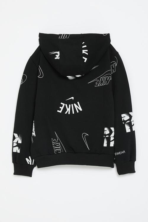Nike club brand energy all-over print hoodie - black