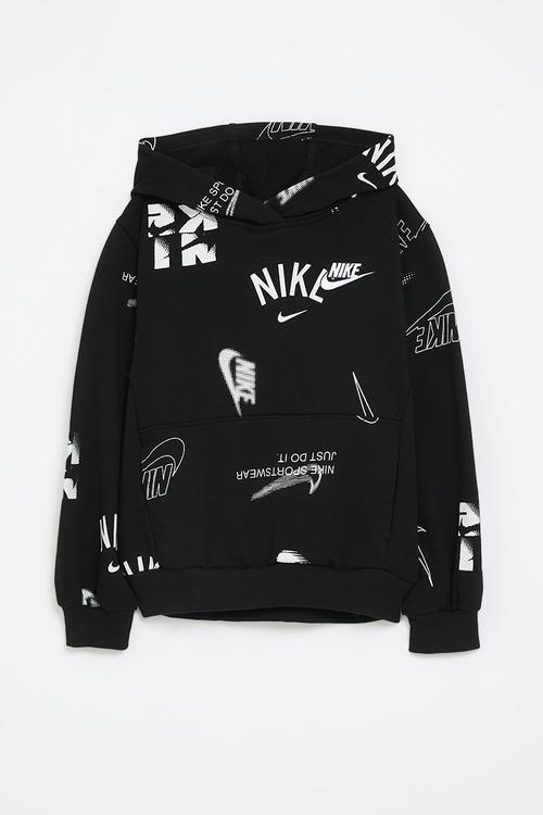 Nike club brand energy all-over print hoodie - black