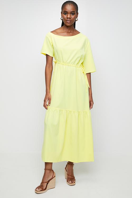 Asymetrrical neckline dress - Lemon