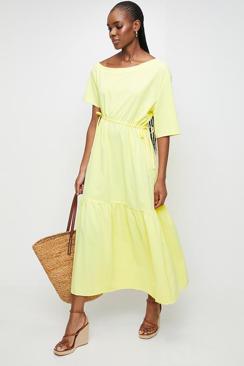 Asymetrrical neckline dress - Lemon