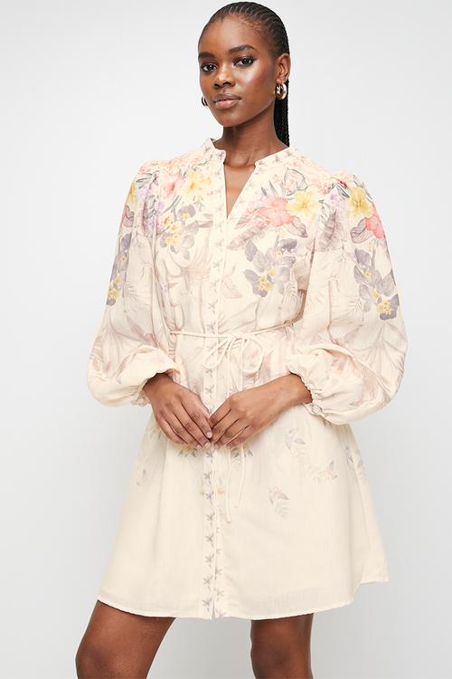 Floral dress - cream floral