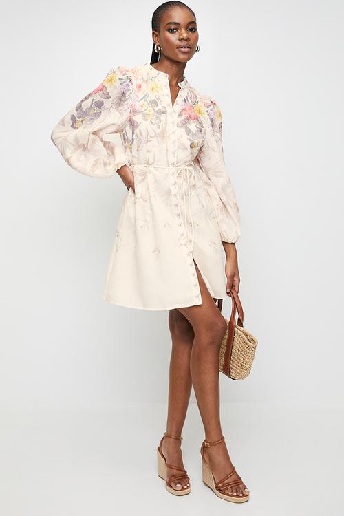 Floral dress - cream floral