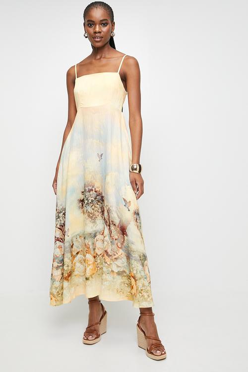 Landscape printed maxi dress - multi