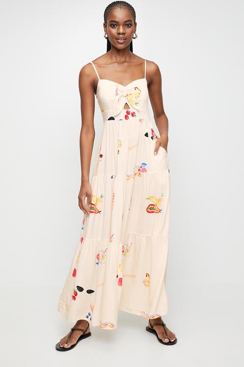 Novelty maxi dress - pink multi