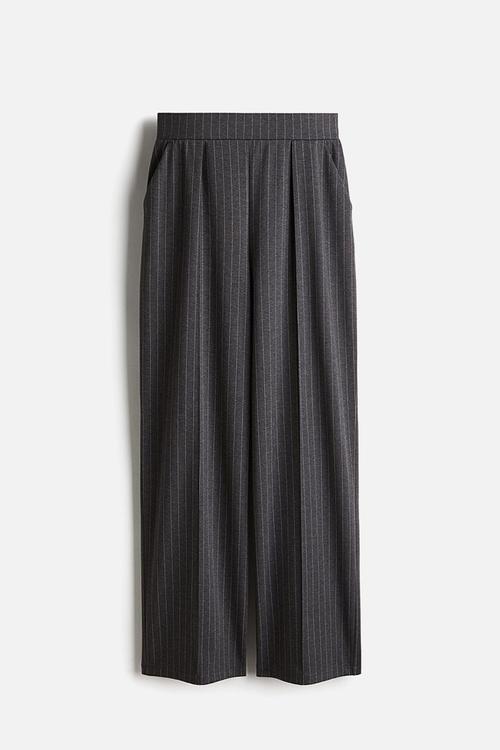 High-waisted tailored trousers - dark grey & pinstriped