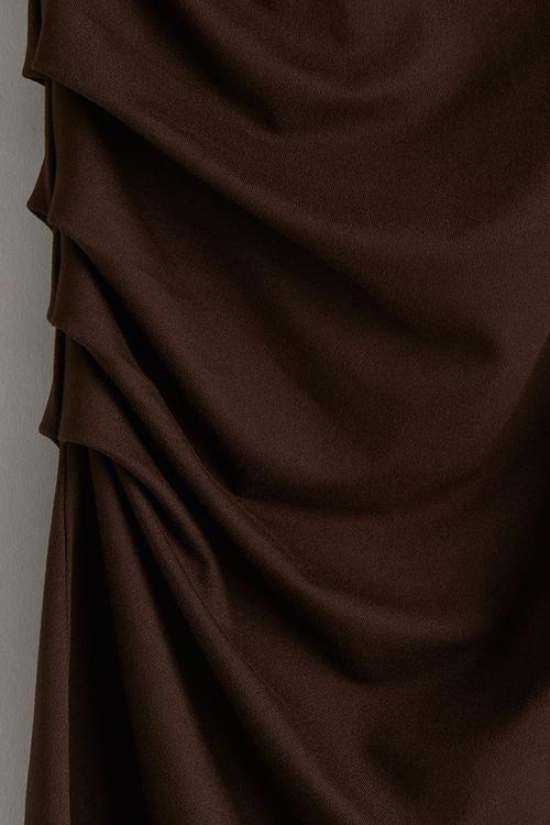 Draped bodycon dress - dark brown