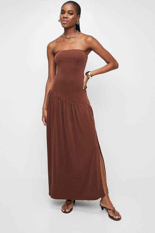 Choc combo dress - brown