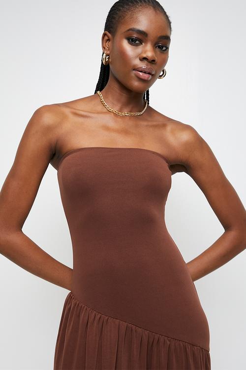 Choc combo dress - brown