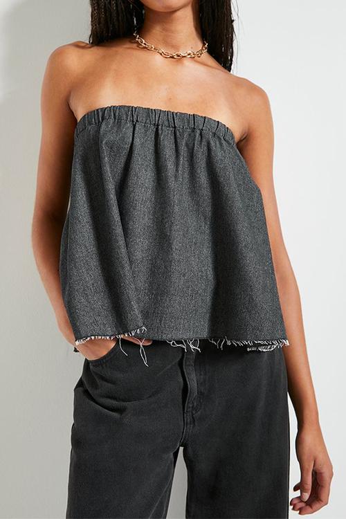 Denim bandeaux - black