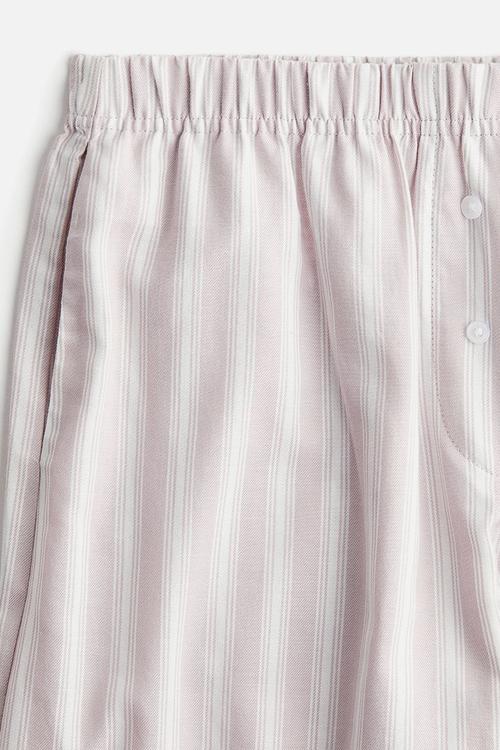Cotton pyjama bottoms - powder pink striped