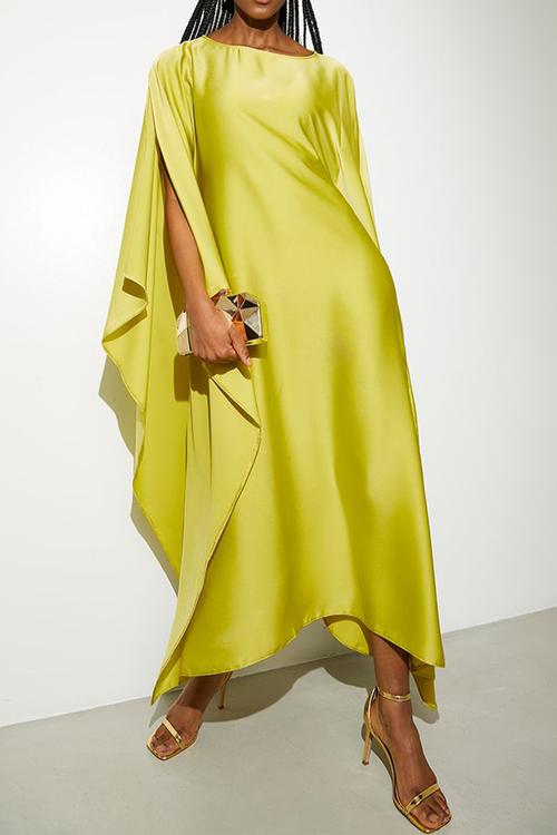 Slash Neck Kaftan Dress - Green