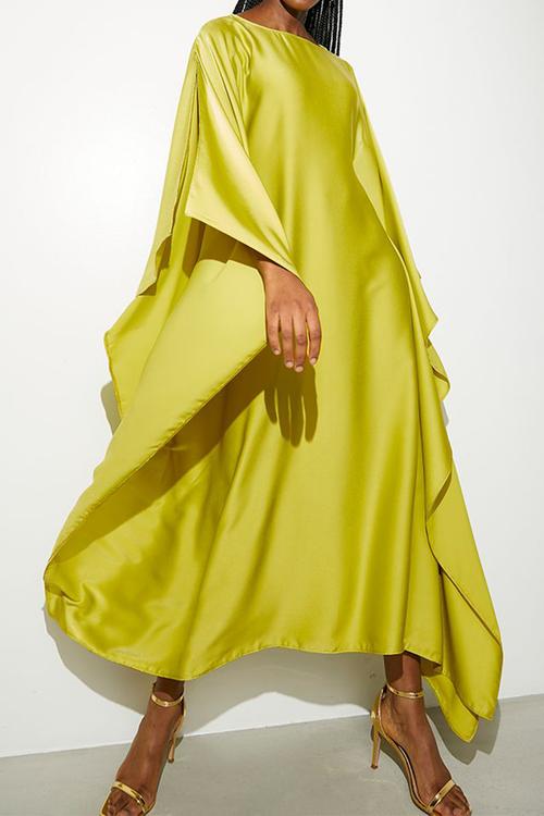 Slash Neck Kaftan Dress - Green