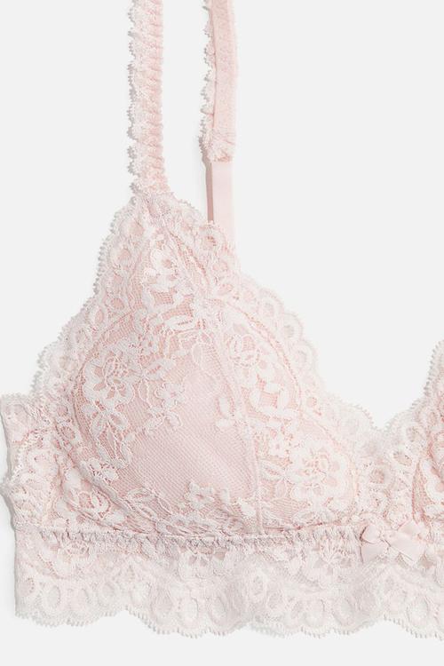 Padded soft lace bra - light pink