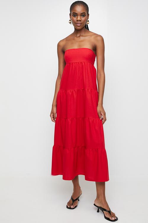 Tiered maxi dress - red