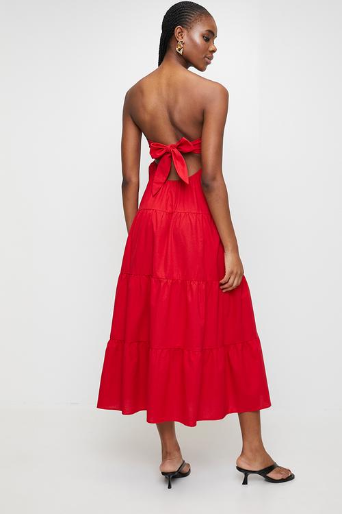 Tiered maxi dress - red