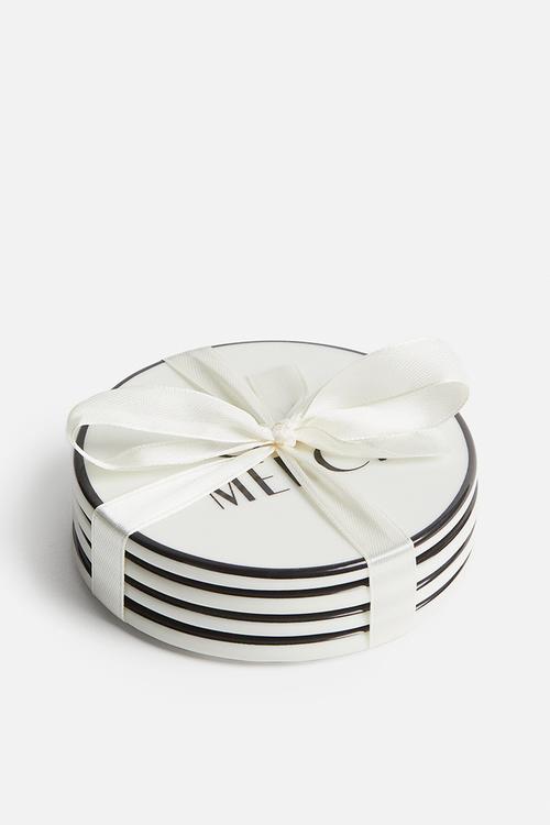 4 Pack porcelain coasters - white/drinks