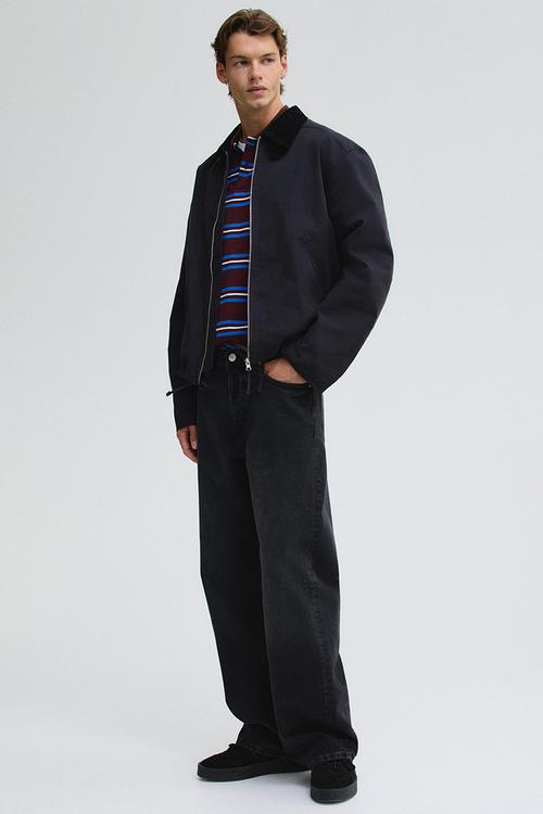 Loose straight jeans - denim black