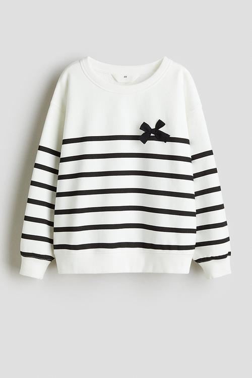Printed sweatshirt - white & black striped