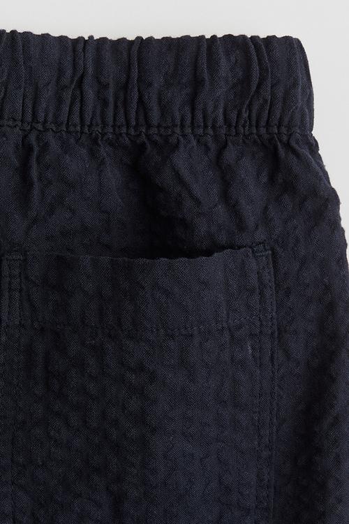 Cotton seersucker shorts - navy blue