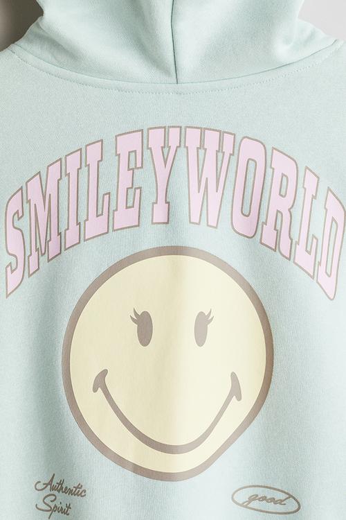 Motif-detail hoodie - mint green smileyworld®