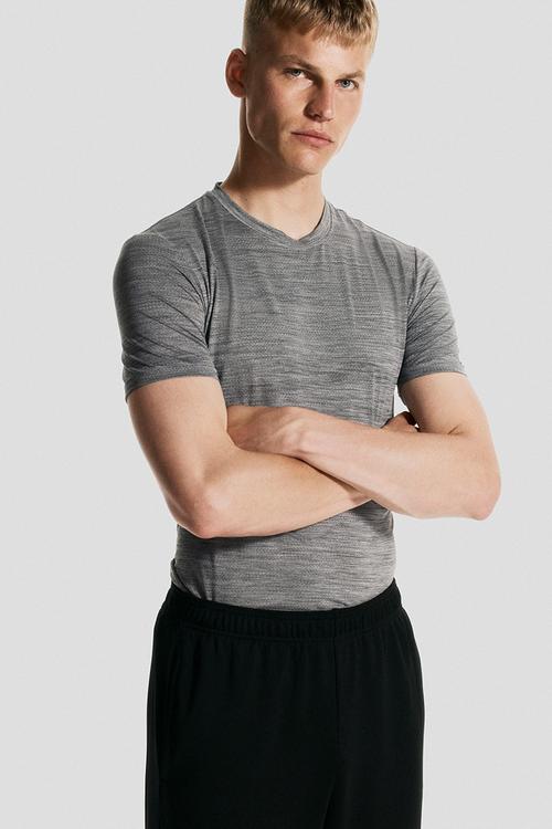 Muscle fit sports top with drymove™ - dark grey marl 