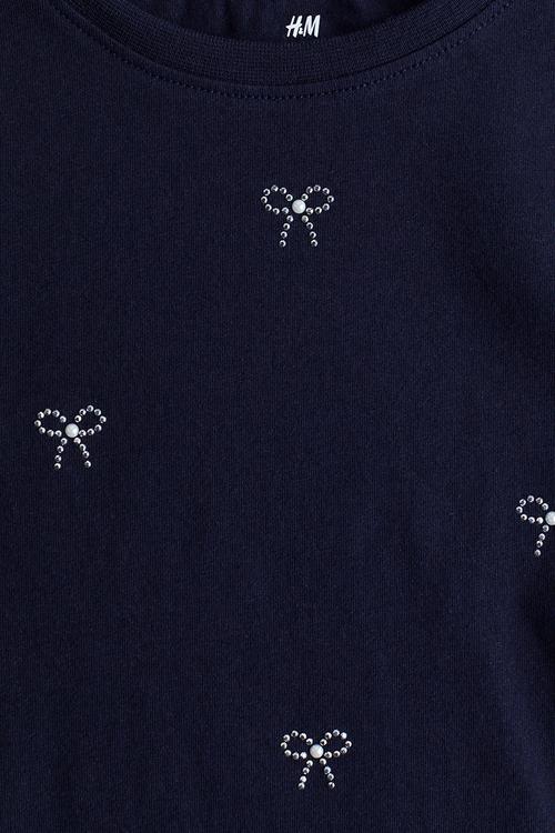 Motif-detail t-shirt - navy blue bows