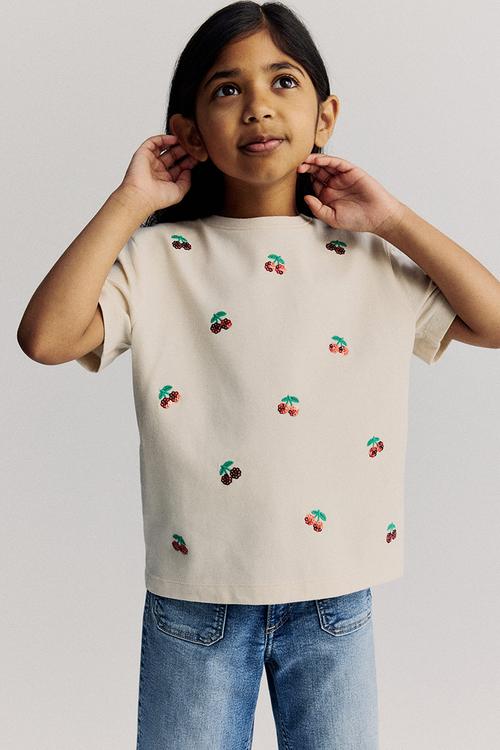 Motif-detail t-shirt - white cherries