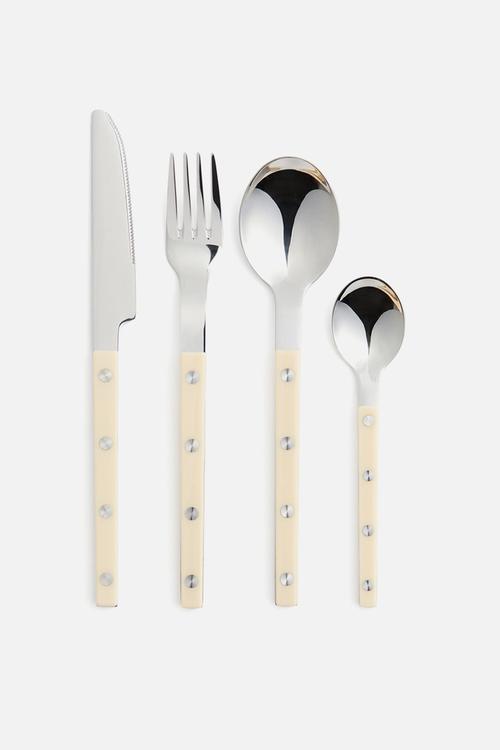4-piece stainless steel cutlery set - light beige