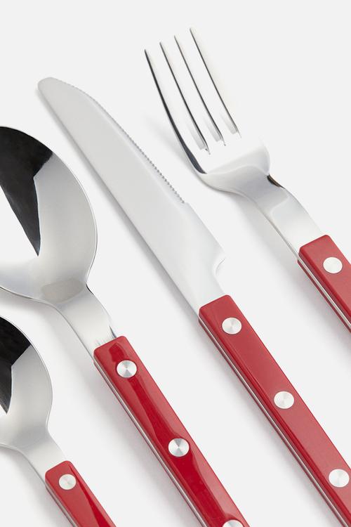 4-piece stainless steel cutlery set - red