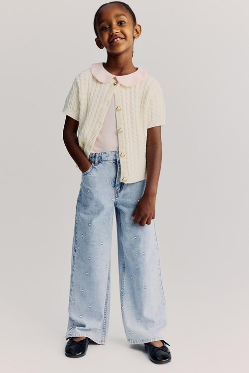 Picot-trimmed cotton top - light pink