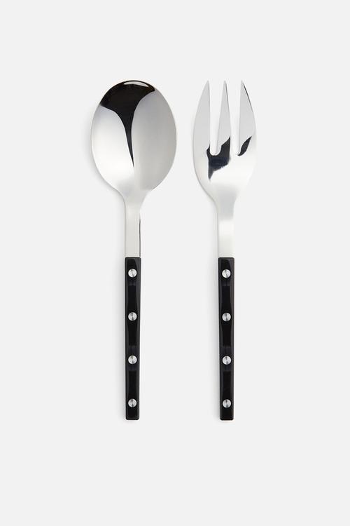 Stainless steel salad servers - black