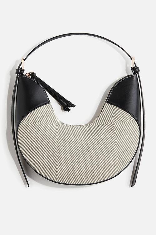 U-shaped shoulder bag - light beige/black