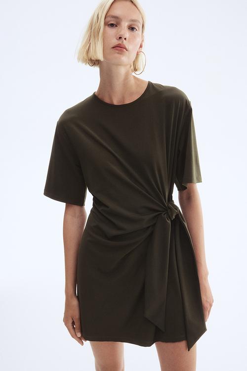 Knot-detail dress - dark green