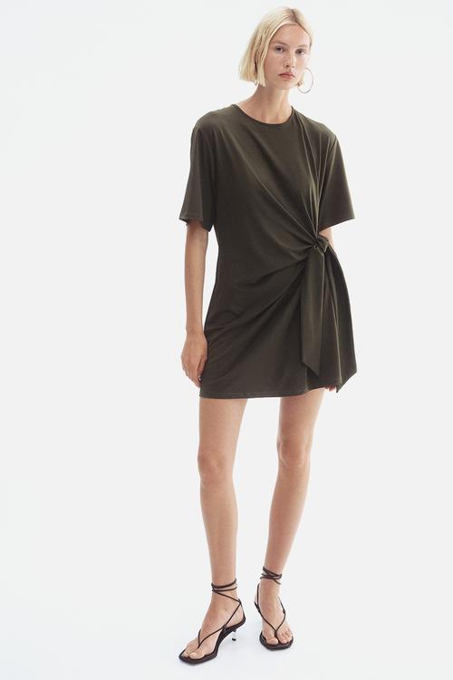 Knot-detail dress - dark green