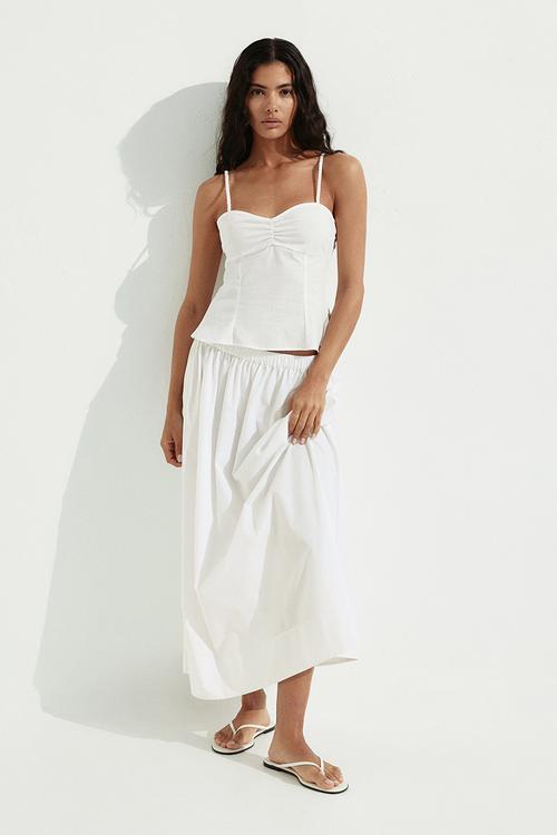 Gathered strappy top - white