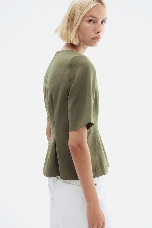 Waisted blouse - dark green